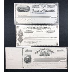 Drafts, cheque, printed by Canada Bank Note Co.