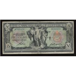 Canadian Bank of Commerce $5, 1917