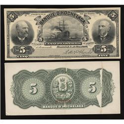 Banque D'Hochelaga $5, 1898