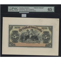 Bank of Nova Scotia, 1920 £5 Jamaica, Face Proof.