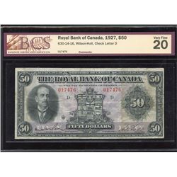 Royal Bank of Canada $50, 1927