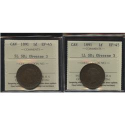 1891 One Cents - Lot of 2