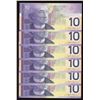 Image 1 : 2001 Bank of Canada $10 - Lot of 6 Consecutive Notes