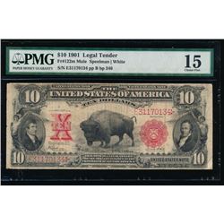 1901 $10 Bison Legal Tender Note PMG 15