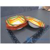 Image 27 : Plaid Under Glaze Painted Cups, Plates, Bowls, Sugar/Creamer, Serving Plate/Dish Set