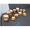 Image 2 : Plaid Under Glaze Painted Cups, Plates, Bowls, Sugar/Creamer, Serving Plate/Dish Set