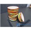Image 33 : Plaid Under Glaze Painted Cups, Plates, Bowls, Sugar/Creamer, Serving Plate/Dish Set
