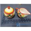 Image 5 : Plaid Under Glaze Painted Cups, Plates, Bowls, Sugar/Creamer, Serving Plate/Dish Set