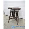 Image 1 : Vintage Clawfoot Adjustable Height Piano Stool with 4 Matching Glass Feet