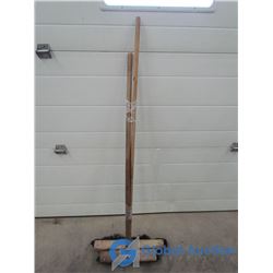 (2) Wooden Handled Push Brooms