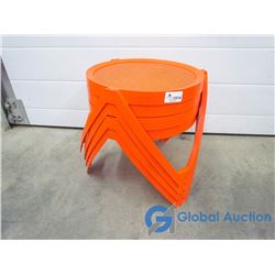 (4) Orange Plastic Side Tables