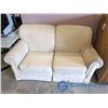 Image 1 : White Loveseat with Single Reclining Seat - OFFSITE
