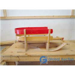 Vintage Wooden Infant Sled with Handle - OFFSITE