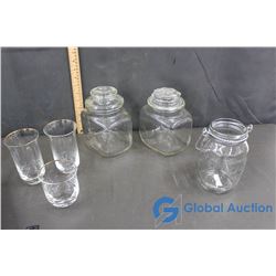 Jars (with lids), Glass Ware and Decorative Jar
