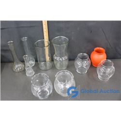 Glass Rose Bowls and Vases