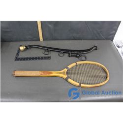 Vintage Tennis Racket and (1) Hame