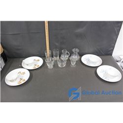 Tea Cup and Matching Plate and Glassware