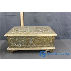 Wood & Tin Jewelry Box With Key (locks)