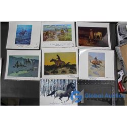 7 Assorted Western Themed Laminated Prints