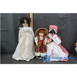 (2) Porcelain Dolls and a Handmade Southern Mammy