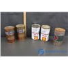 Image 1 : Oil Tins: (2) Esso (Full), (2) Shell & 1 BA Empty