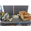 Image 1 : Wooden Crate of (10) Vintage Paper Duck Decoys with Replaceable Heads