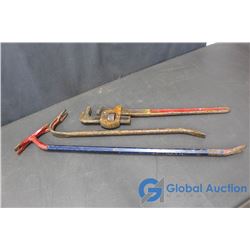 Wrecking Bar, Gooseneck Bar, & 24" Pipewrench