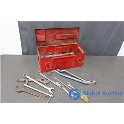 Red Metal Tool Box & Contents