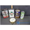 Image 1 : Air Compressor Gauge, 4 Tins of Motor Oil (2 empty)