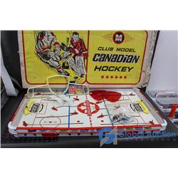 Vintage Table Top Club Model Canadian Hockey Game Including Original Box