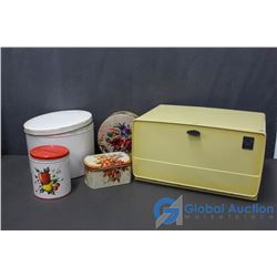 Vintage Breadbox & Assorted Tins