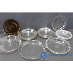 (14) Assorted Glass Pie Plates - 11 Pyrex, 1 Glasbake, 2 No Name