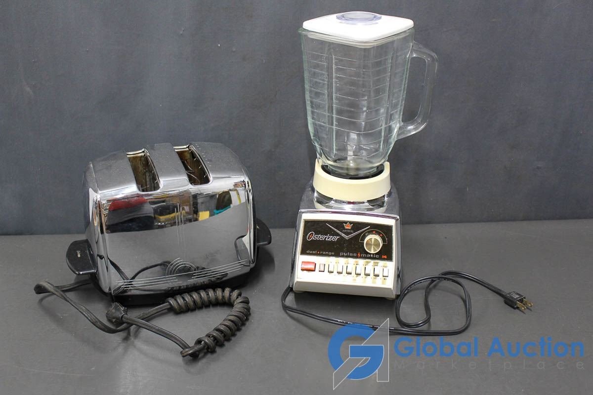 Vintage Sunbeam Automatic Toaster (Working) & Sunbeam Osterizer 14 Speed Blender