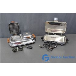 Vintage Berkely Sandwich Maker (Working) & Antique Chrome Waffle Iron (Working)