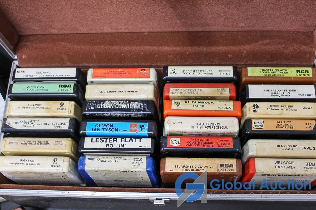 Eight Track Case Vintage Actron 8-Track Player, & (38) 8-Track with 8-Track Carrying ...