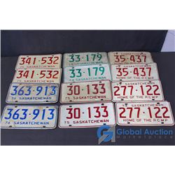 (6) Pairs of Saskatchewan License Plates 1973-1976