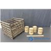 Image 1 : Vintage Wooden Crate With (4) Spices Tin Cans