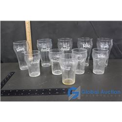 (5)large and (5) Small Coca-Cola Glasses