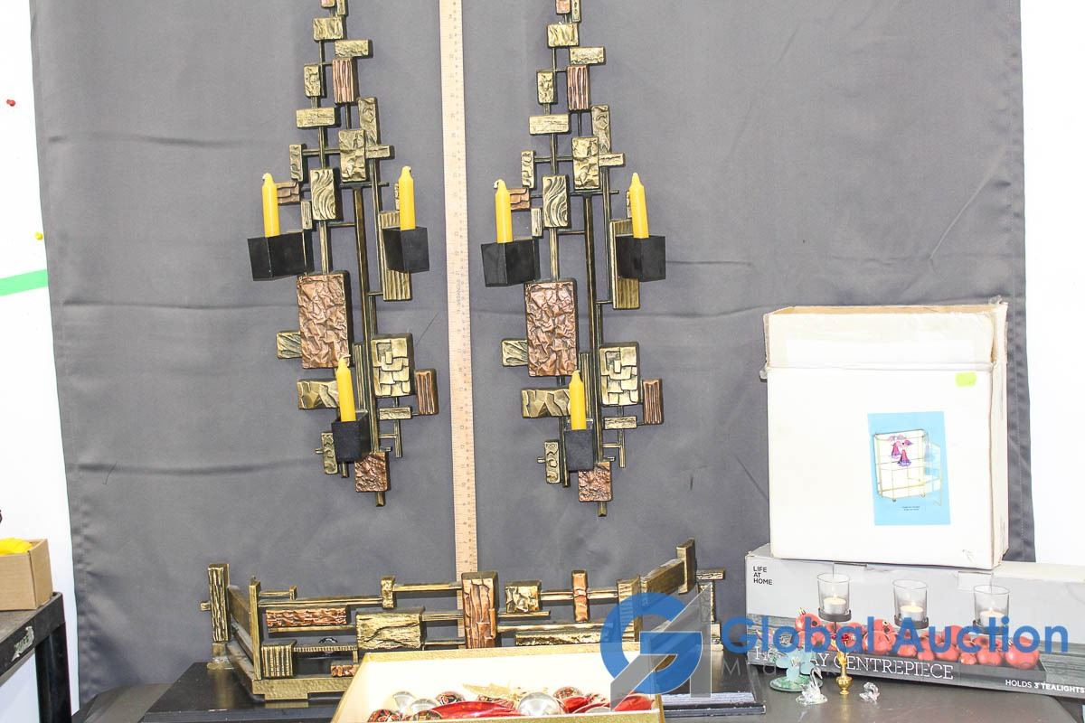 2 Candle Wall Decor With Matching Wall Shelf 2 Tier Mirror Curio