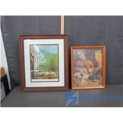 Framed "C.P.R Track Laying Near Rogers Pass 1885" Picture, & Framed J.F. Kernan Picture