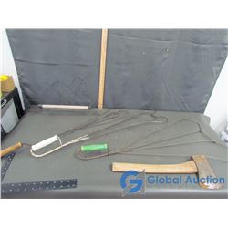 Ax, & (4) Vintage Rug Beaters