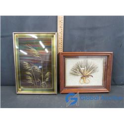 Real Wheat Framed Art and Framed Metal Metallic Etching Art Piece