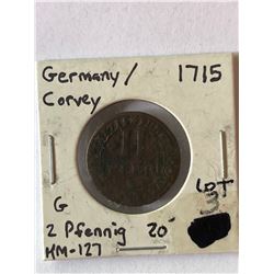 1715 German States Corvey 2 Pfenning