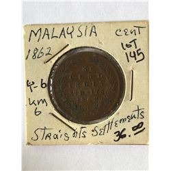 1862 Malaysia Steaights Settlements Cent