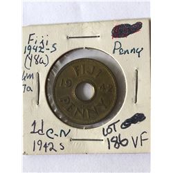 1942 S Fiji Penny in Very Fine Grade