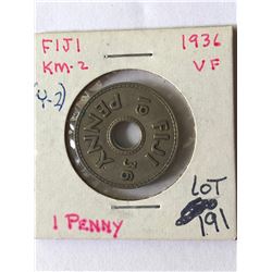 1936 Fiji Penny in Very Fine Grade