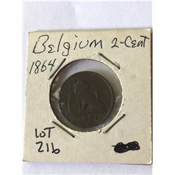 1864 Belgium 2 Cent Coin
