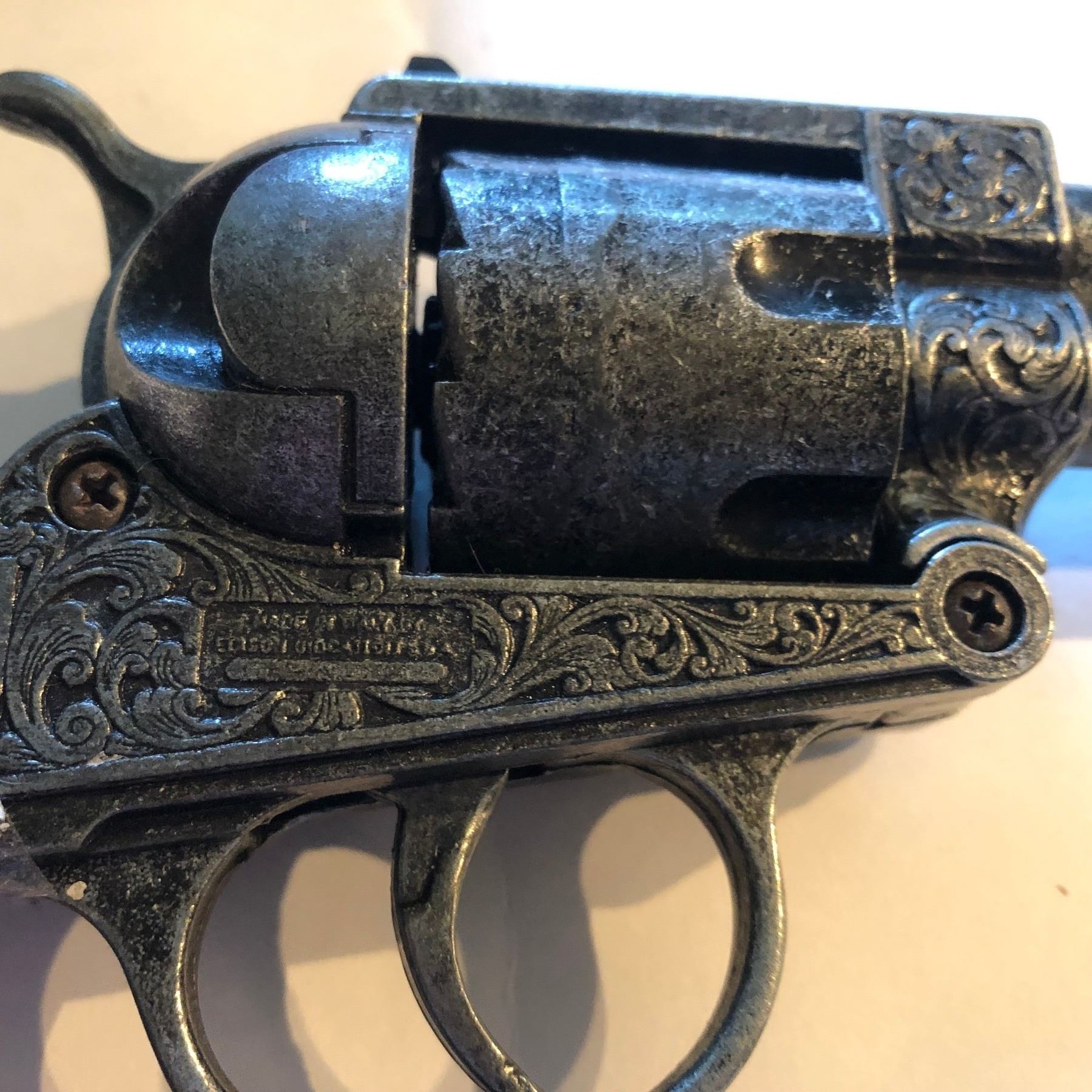 Extremely Rare VintageEdisonGiocattoliMetalToyCapGun Complete