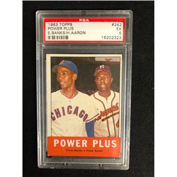 1963 TOPPS #242 POWER PLUS (E. BANKS/ H. AARON) EX 5