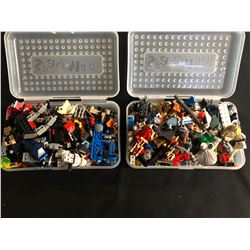 BIN OF LEGO PCS AND MINI FIGURES